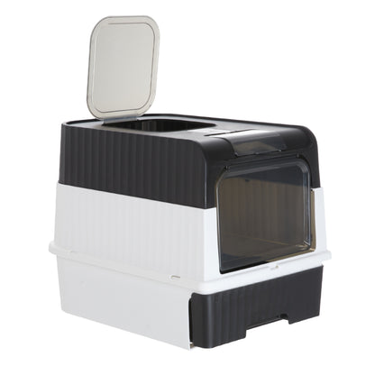 Royeva Enclosed Cat Litter Box Hooded Litter Tray With Scoop