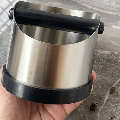 Novara Stainless Steel Espresso Knock Box with Rubber Bar and Non-Slip Base