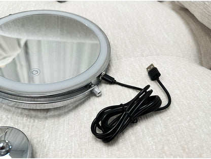 Royeva Rechargeable LED Wall-Mounted Makeup Mirror with Magnification, Chrome Finish