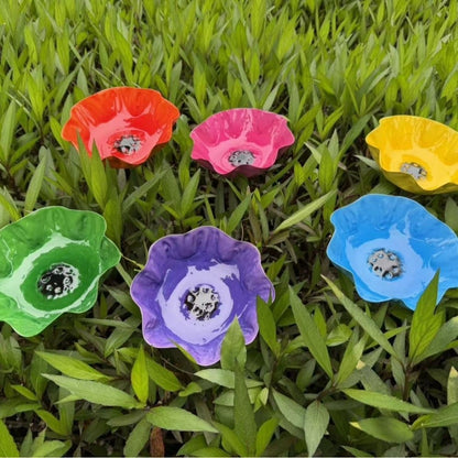 Royeva Decorative Metal Flower Garden Stake And Bird Bath