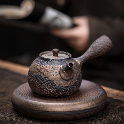 Royora Japanese Kyusu Teapot - Textured Ceramic Side Handle Tea Kettle