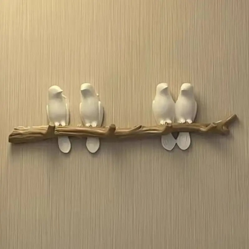 Royelle Decorative Bird Branch Wall Hook-Resin White Coat Hanger