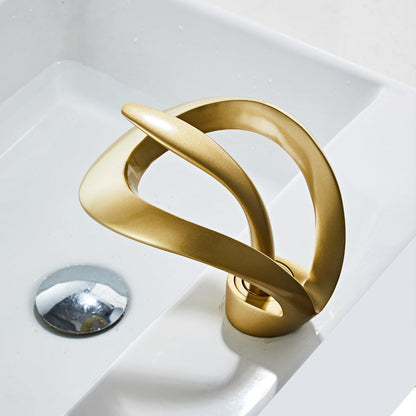 Royeva Modern Waterfall Bathroom Sink Faucet, Single Handle Matte Gray Basin Mixer Tap
