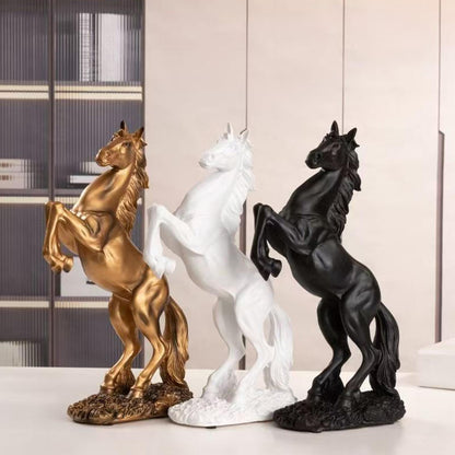 Novara White Rearing Horse Sculpture - Dynamic Equine Figurine