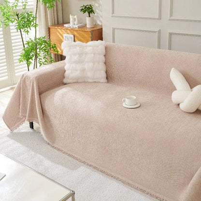 Novara Woven Sofa Throw Cover-Washable Cotton Blend Couch Protector
