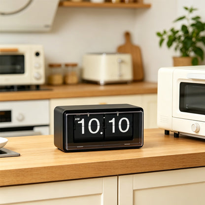 Royora Retro Automatic Flip Down Clock - Mid-Century Modern Desk & Table Timepiece