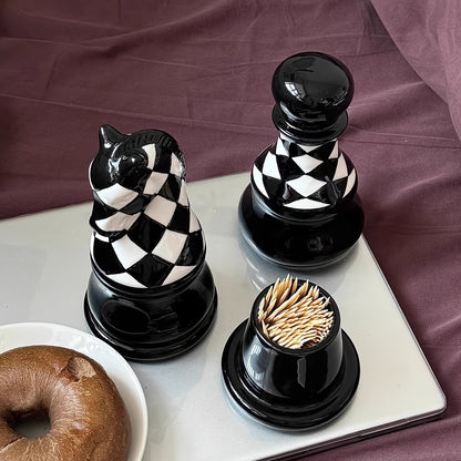 Novara Harlequin Chess Piece Decor - Luxury Ceramic Tabletop Sculpture
