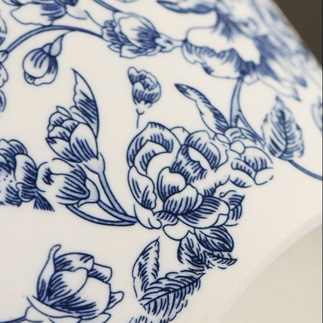 Novara Blue & White Chinoiserie Floral Porcelain Vase - Hand-Painted Style Decorative Urn
