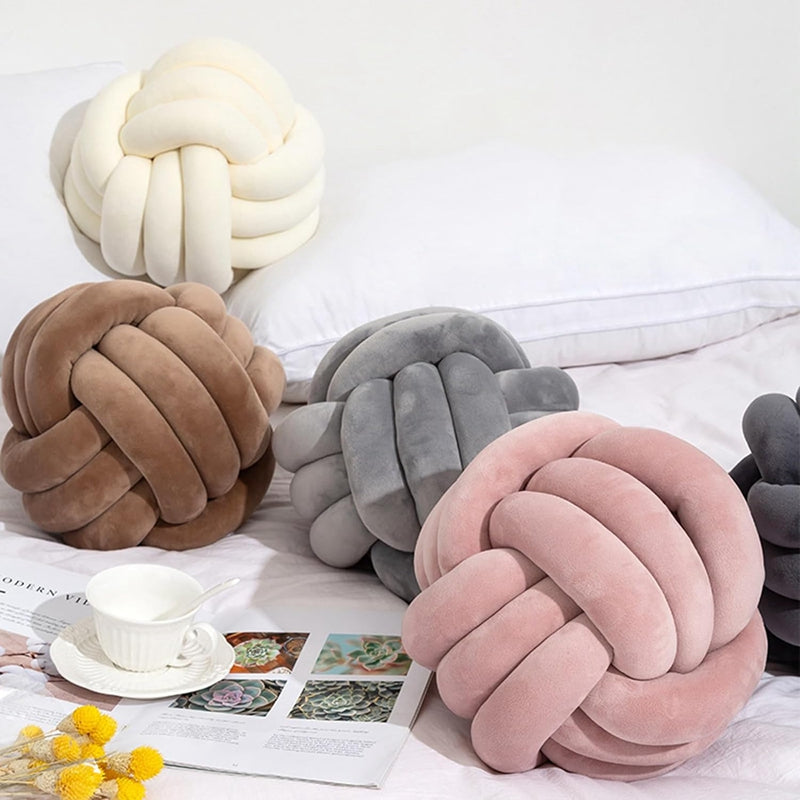 Eloria Blue Spherical Knot Pillow-Soft Plush Decorative Throw Cushion