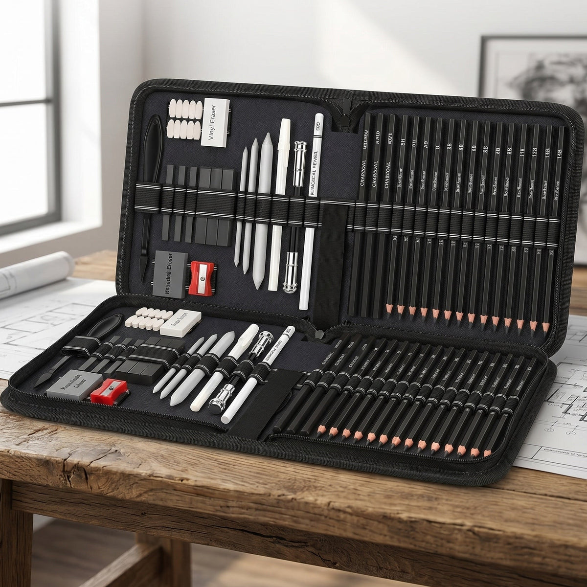 Royora Professional Drawing Kit-Graphite And Charcoal Sketch Set Art Supplies