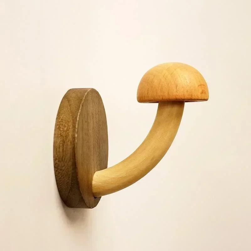 Novara Decorative Wooden Mushroom Wall Hooks Set for Nursery & Entryway