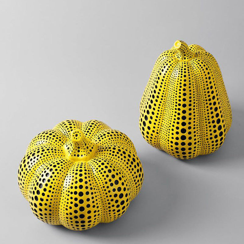 Royora Modern Yellow Polka Dot Pumpkin Sculpture - Abstract Art Home Decor
