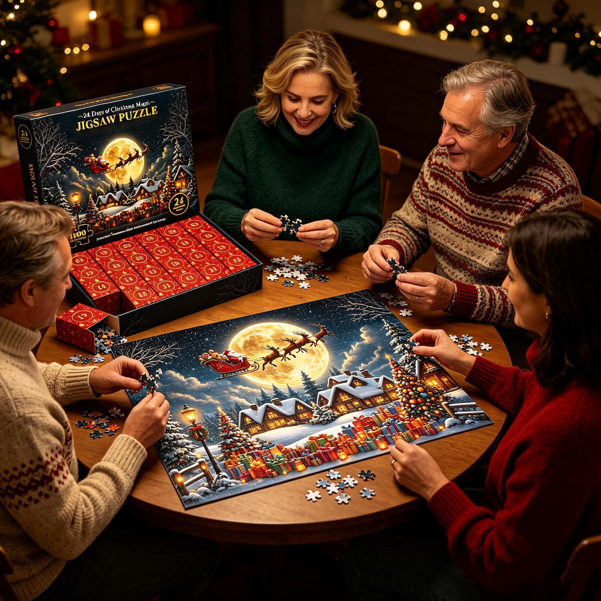 Royeva Christmas Jigsaw Puzzle Advent Calendar 1008 Pieces Holiday Countdown Gift