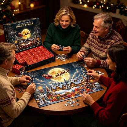 Royeva Christmas Jigsaw Puzzle Advent Calendar 1008 Pieces Holiday Countdown Gift