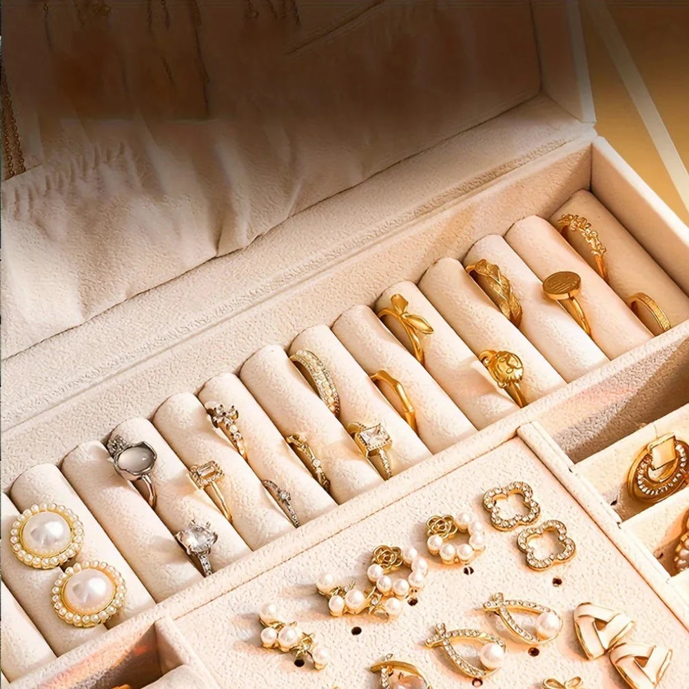 Royeva Leather Jewelry Box-Large Storage Organizer With Drawers