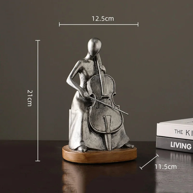 Abstract Musician Figurines - Resin Cello & Guitar Sculptures 0