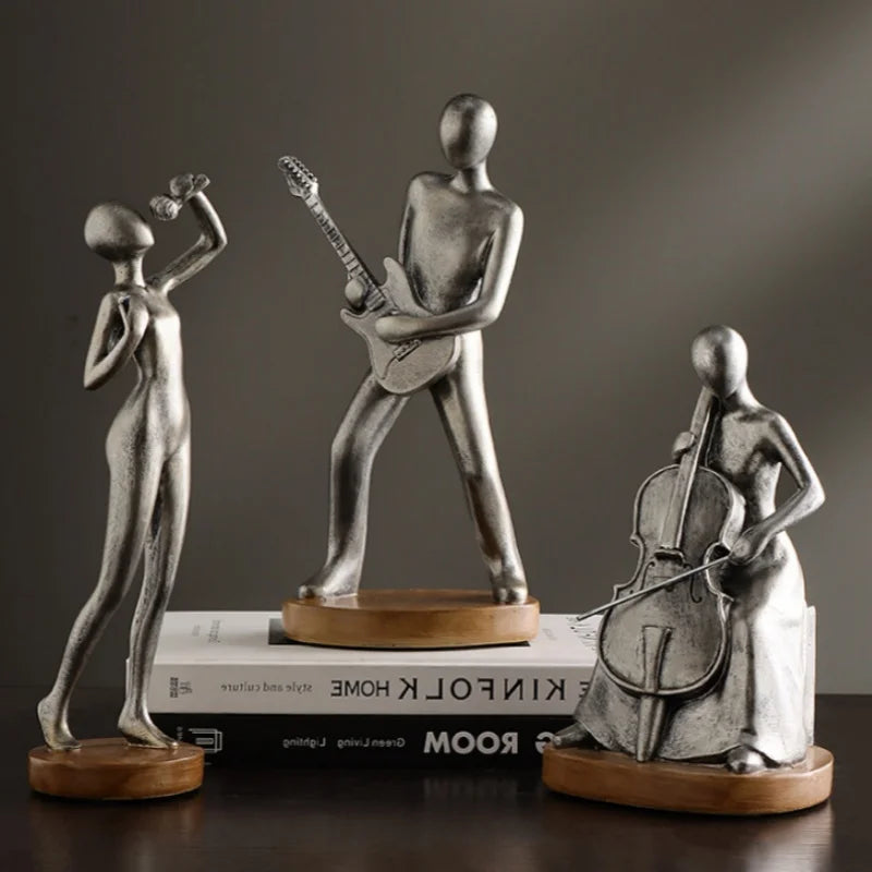 Abstract Musician Figurines - Resin Cello & Guitar Sculptures 1