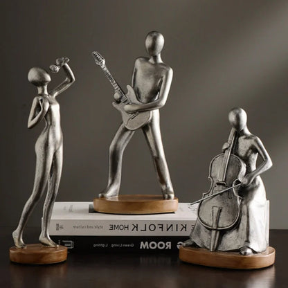 Abstract Musician Figurines - Resin Cello & Guitar Sculptures 1