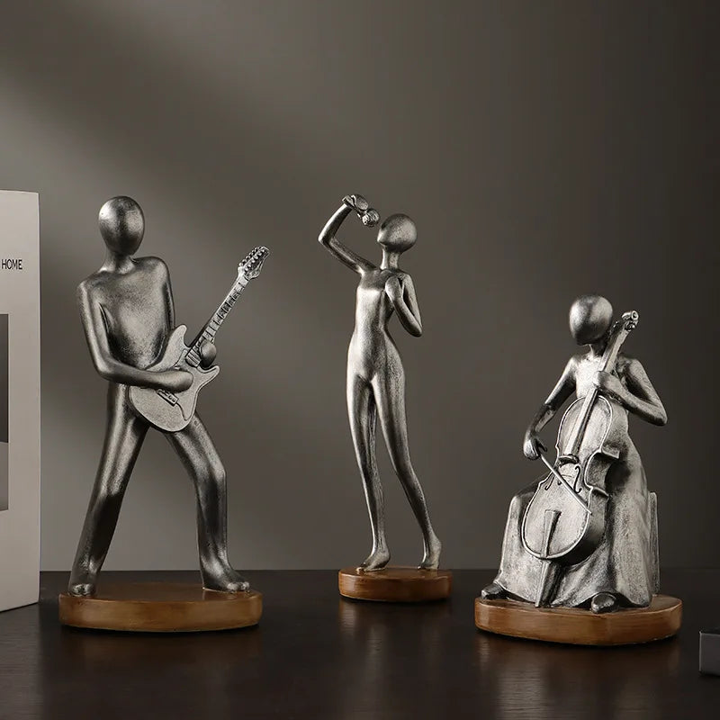 Abstract Musician Figurines - Resin Cello & Guitar Sculptures 6