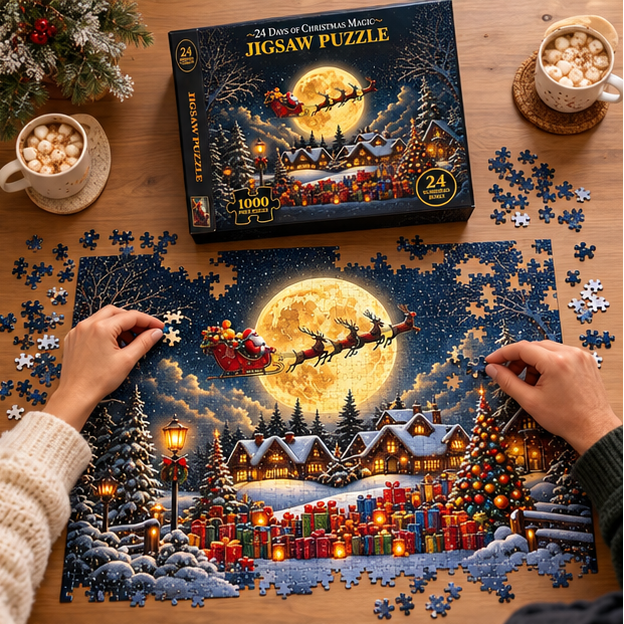 Royeva Christmas Jigsaw Puzzle Advent Calendar 1008 Pieces Holiday Countdown Gift