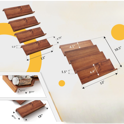 Royora Acacia Wood Spice Drawer Organizer Rack Set for Kitchen Cabinet Storage