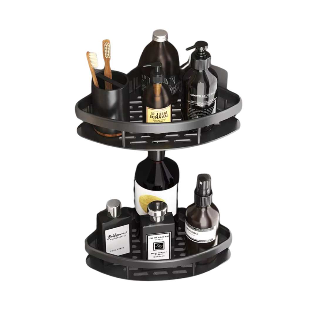 Ambra Aluminium Shower Corner Shelf with Adhesive Mount and Adjustable Hook, Space-Saving Shower Storage 1