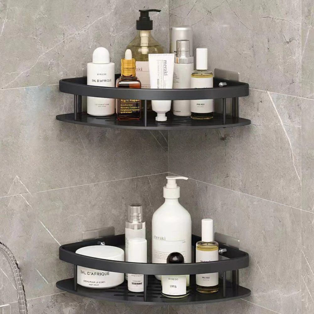Ambra Aluminium Shower Corner Shelf with Adhesive Mount and Adjustable Hook, Space-Saving Shower Storage 7