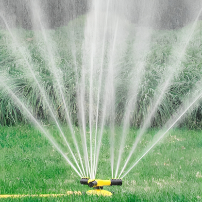 AquaFlow 360° Rotating Garden Sprinkler | 4 Adjustable Nozzles | Expandable | Hose Compatible 0