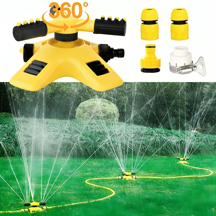 AquaFlow 360° Rotating Garden Sprinkler | 4 Adjustable Nozzles | Expandable | Hose Compatible 3