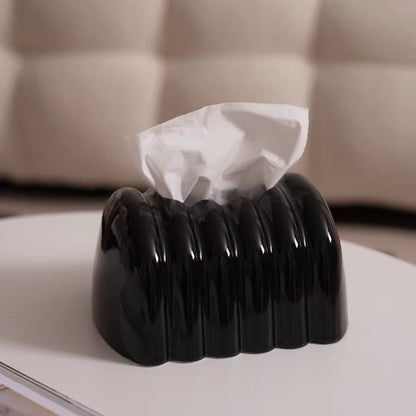 Architectural Fluted Ceramic Tissue Box Cover | Ribbed Art Deco Dispenser 4