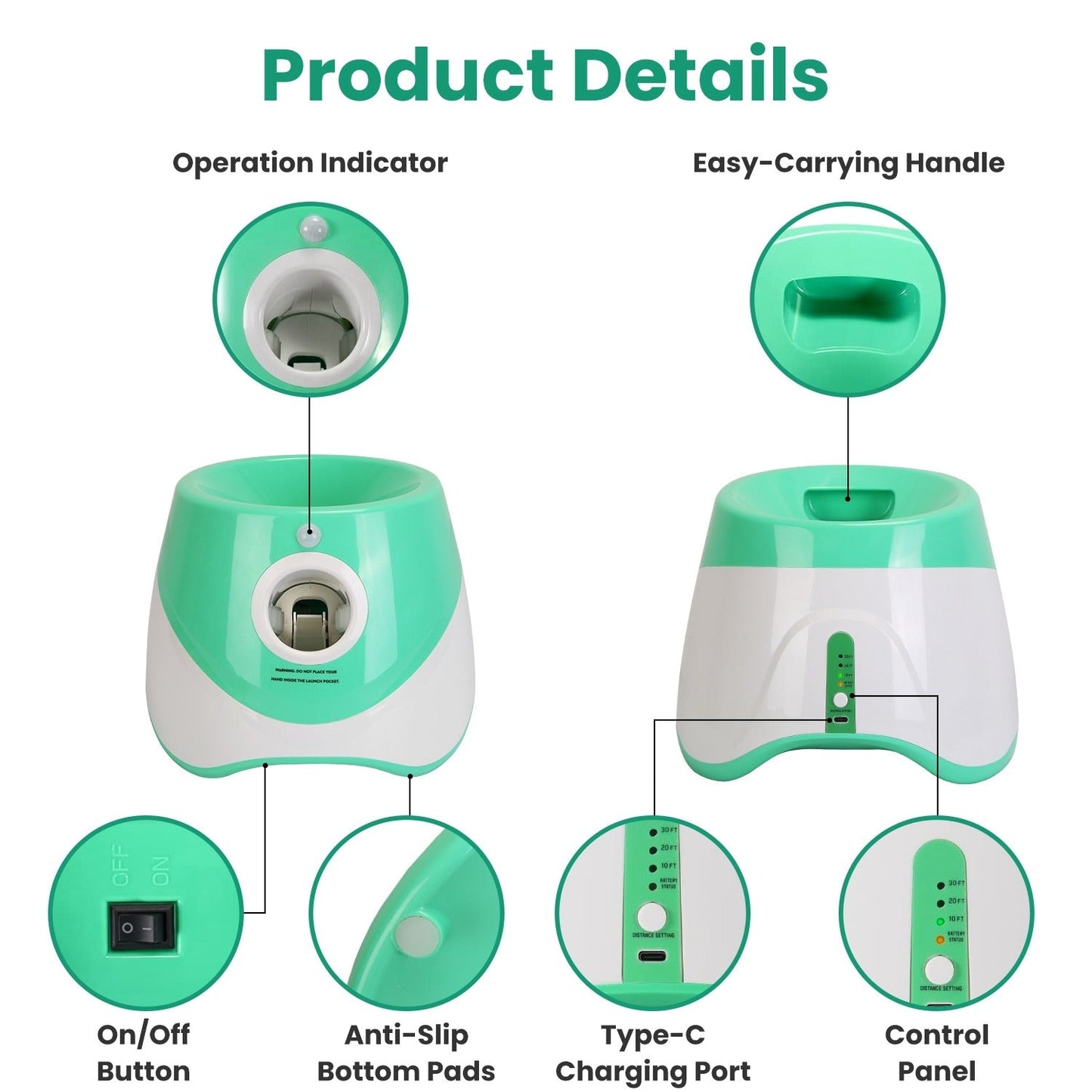 Automatic Dog Ball Launcher | 3 Distance Settings | Infrared Safety Sensor | 5-Hour Battery | Includes 6 Balls 3