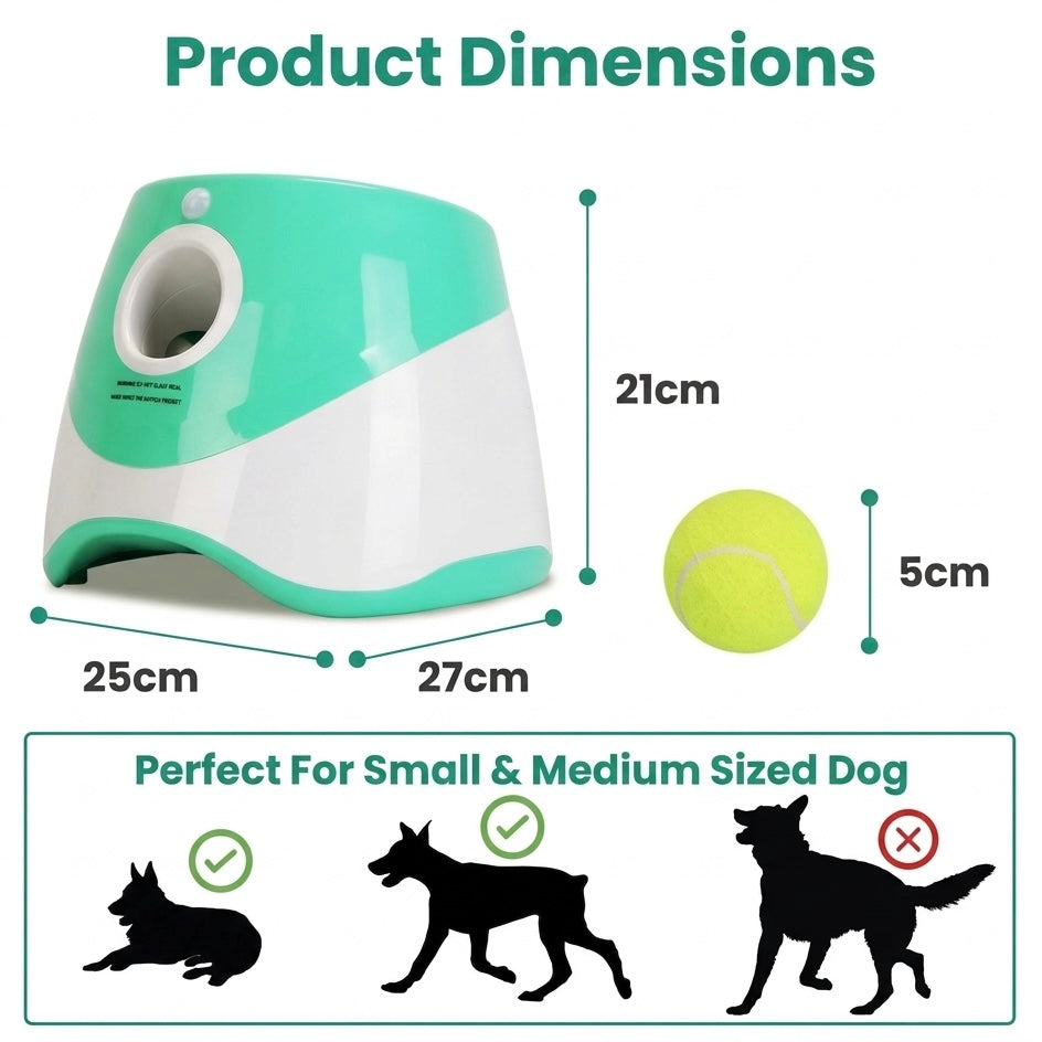 Automatic Dog Ball Launcher | 3 Distance Settings | Infrared Safety Sensor | 5-Hour Battery | Includes 6 Balls 4