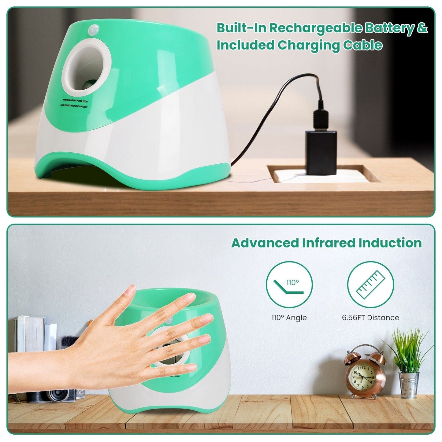 Automatic Dog Ball Launcher | 3 Distance Settings | Infrared Safety Sensor | 5-Hour Battery | Includes 6 Balls 5