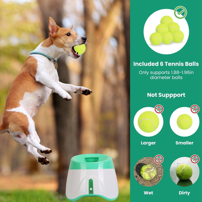 Automatic Dog Ball Launcher | 3 Distance Settings | Infrared Safety Sensor | 5-Hour Battery | Includes 6 Balls 6