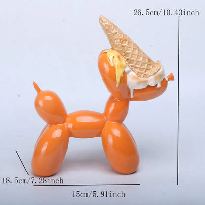 Balloon Dog Resin Sculpture with Ice Cream Cone & Birthday Cake 0