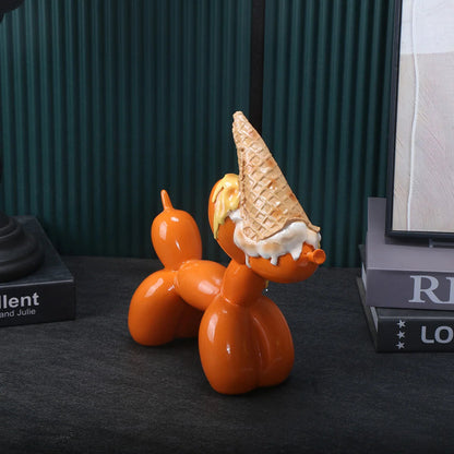 Balloon Dog Resin Sculpture with Ice Cream Cone & Birthday Cake 1