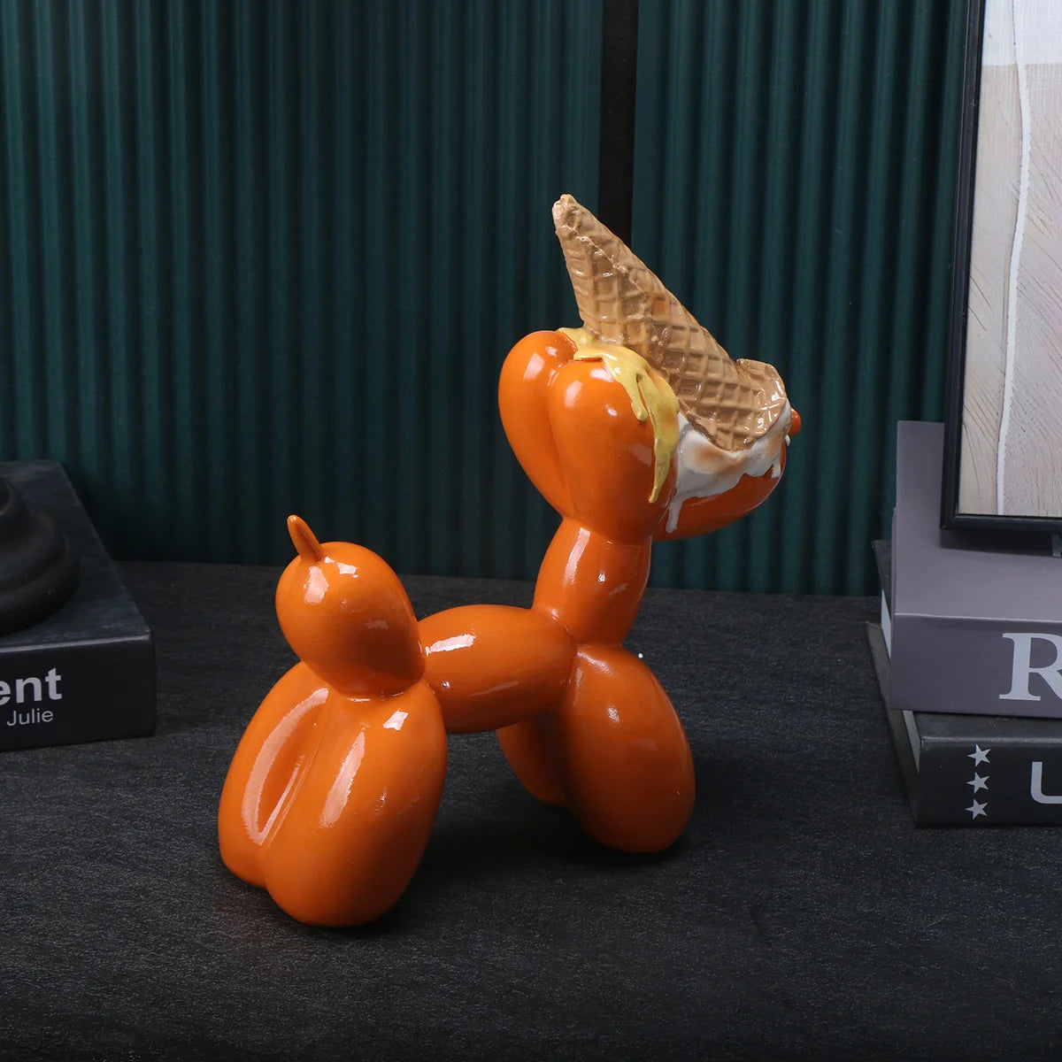 Balloon Dog Resin Sculpture with Ice Cream Cone & Birthday Cake 5