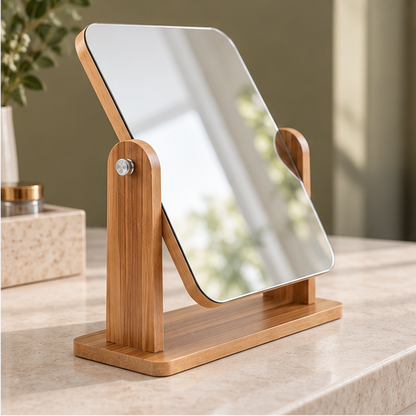 Royelle Wooden Makeup Vanity Mirror-360 Rotating Desktop Cosmetic Mirror