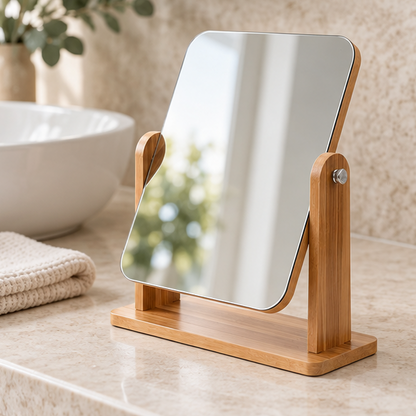 Royelle Wooden Makeup Vanity Mirror-360 Rotating Desktop Cosmetic Mirror