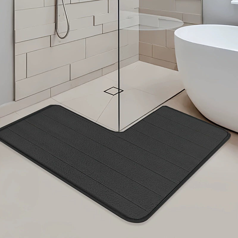 Bath Mat L Shaped Non Slip Washable Bathroom Rug 1