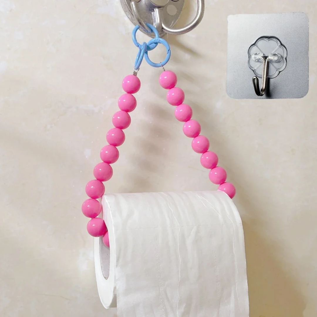 Beaded Hanging Toilet Paper & Tissue Holder | Decorative Multifunctional Home Accessory 0