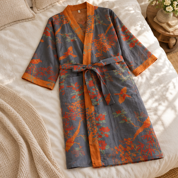 Royeva Lightweight Waffle Bathrobe-Retro Quick Dry Spa Lounge Robe