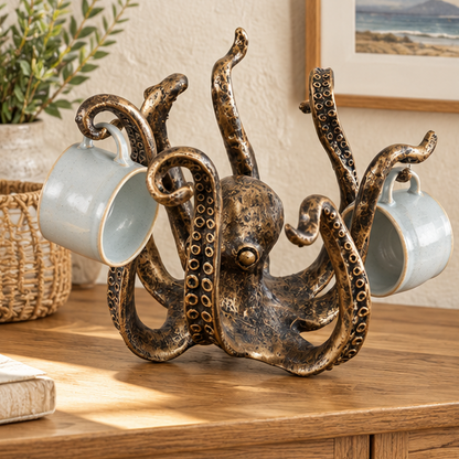 Royora Rustic Octopus Coffee Mug Holder Stand For Countertop