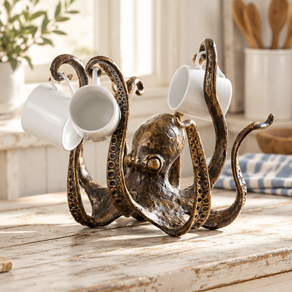 Royora Rustic Octopus Coffee Mug Holder Stand For Countertop