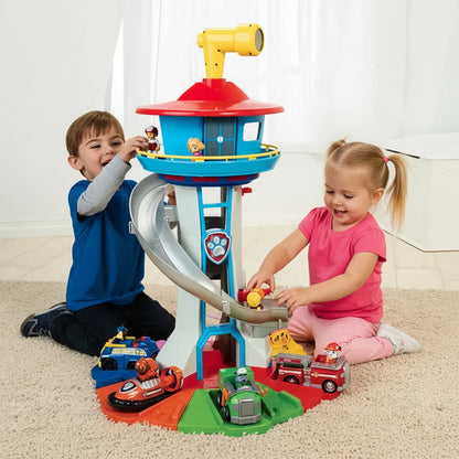 Car Track Playset – Spiral Slide Tower with Toy Vehicles & Rescue Figures 1