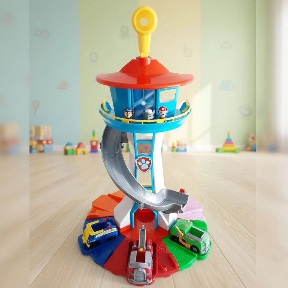 Car Track Playset – Spiral Slide Tower with Toy Vehicles & Rescue Figures 2