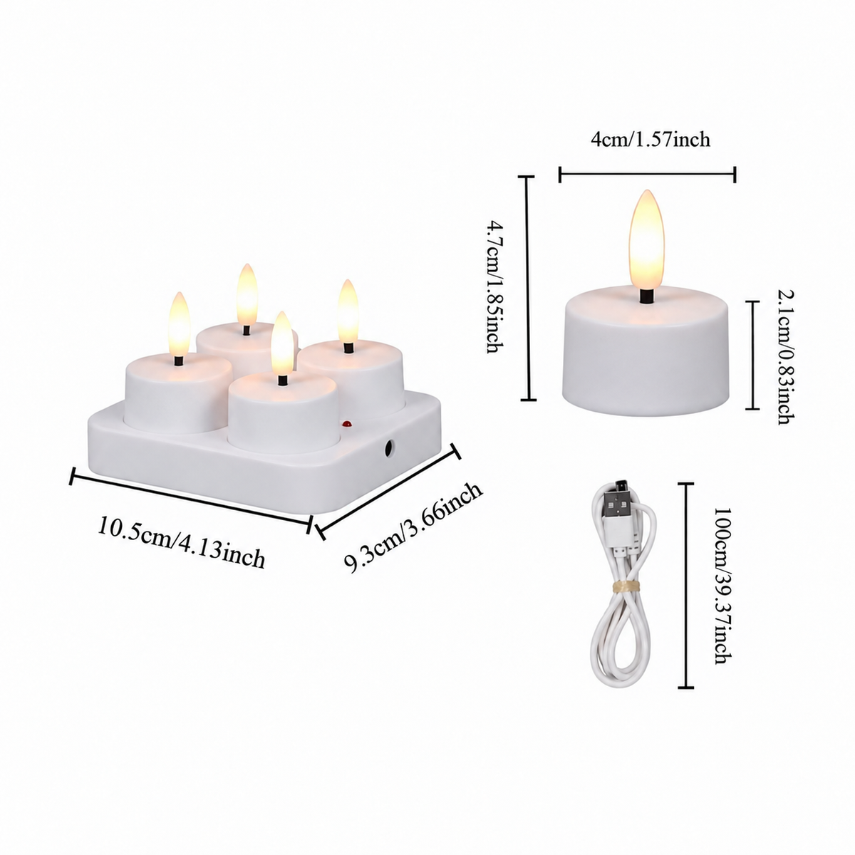 Royeva Rechargeable Flameless LED Tea Light Candles With Remote And USB Base