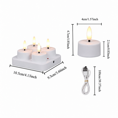 Royeva Rechargeable Flameless LED Tea Light Candles With Remote And USB Base