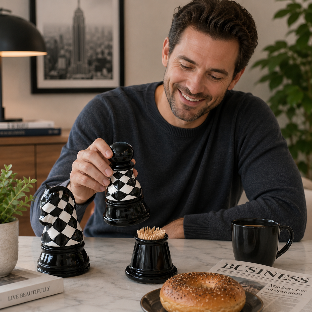 Ceramic Chess Piece Toothpick Holder - Luxury Desktop Decor 2