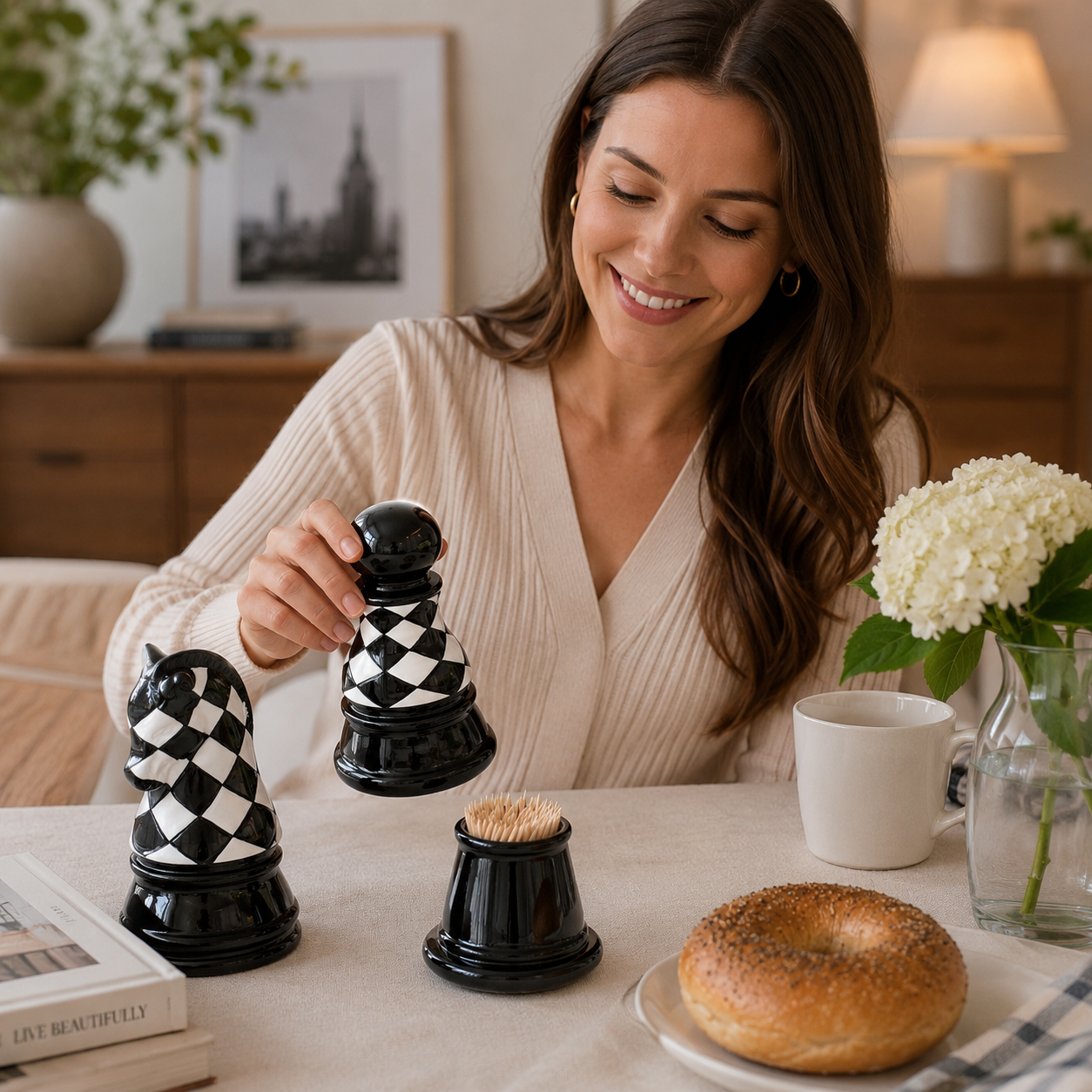 Ceramic Chess Piece Toothpick Holder - Luxury Desktop Decor 3